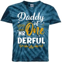 Daddy Of Mr One Derful 1st Birthday Party First Onederful Kids Tie-Dye T-Shirt