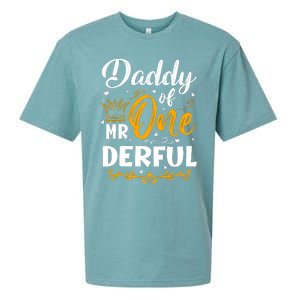 Daddy Of Mr One Derful 1st Birthday Party First Onederful Sueded Cloud Jersey T-Shirt