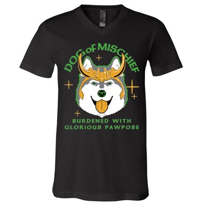 Dog Of Mischief V-Neck T-Shirt