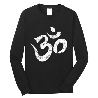 Distressed Om Meditation Spiritual Indian Yoga Symbol Om Long Sleeve Shirt