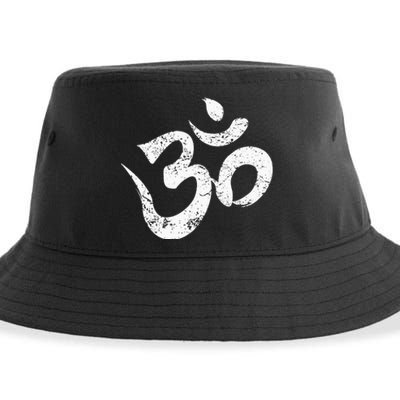 Distressed Om Meditation Spiritual Indian Yoga Symbol Om Sustainable Bucket Hat