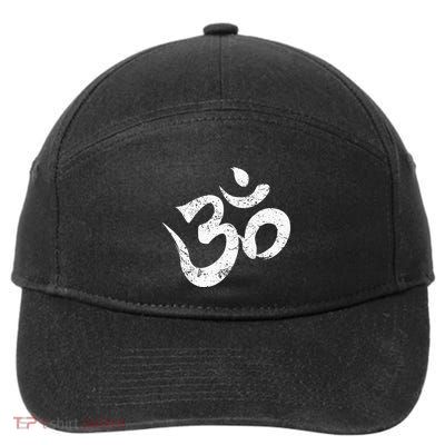 Distressed Om Meditation Spiritual Indian Yoga Symbol Om 7-Panel Snapback Hat