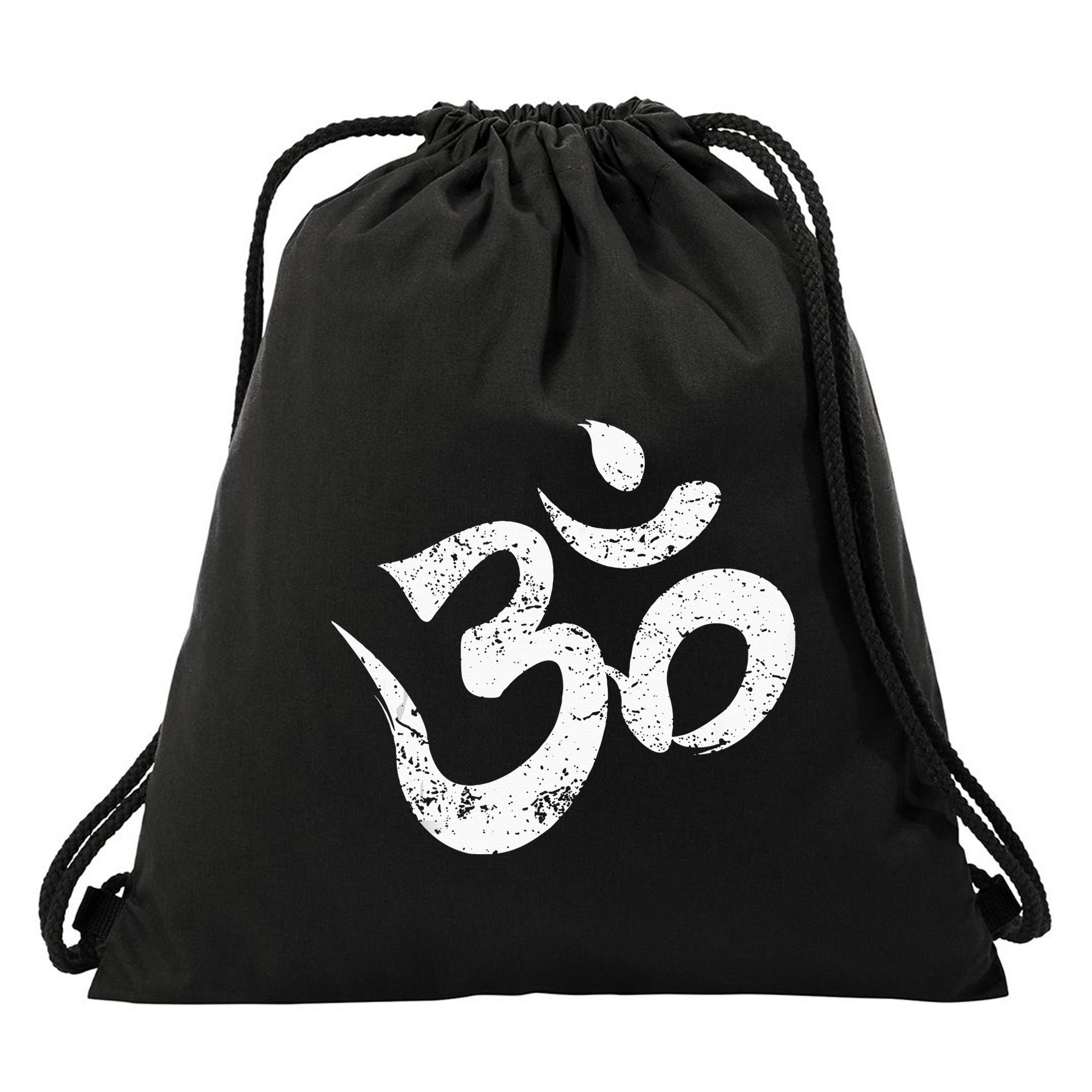 Distressed Om Meditation Spiritual Indian Yoga Symbol Om Drawstring Bag