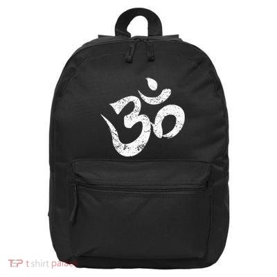 Distressed Om Meditation Spiritual Indian Yoga Symbol Om 16 in Basic Backpack
