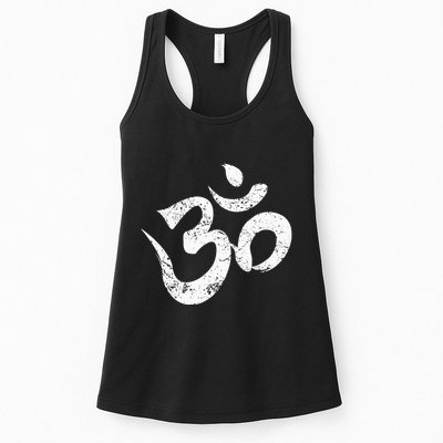 Distressed Om Meditation Spiritual Indian Yoga Symbol Om Womens Tank Top