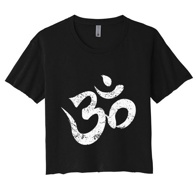 Distressed Om Meditation Spiritual Indian Yoga Symbol Om Crop Top