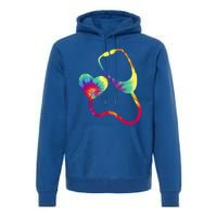 Doctor Or Nurse Stethoscope Colorful Rainbow Tie Dye Gift Premium Hoodie