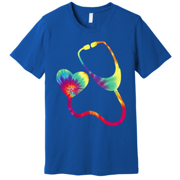 Doctor Or Nurse Stethoscope Colorful Rainbow Tie Dye Gift Premium T-Shirt