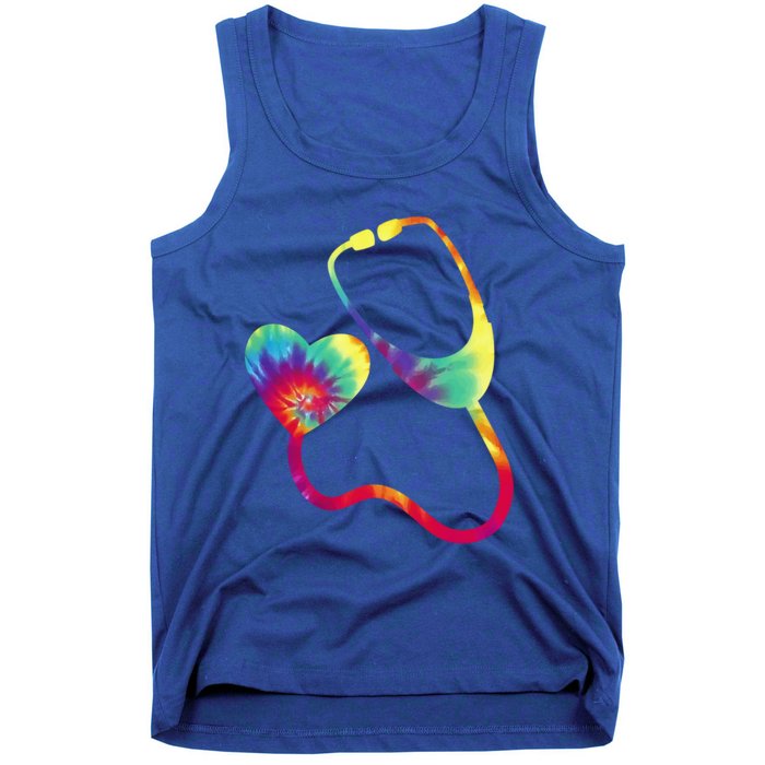 Doctor Or Nurse Stethoscope Colorful Rainbow Tie Dye Gift Tank Top