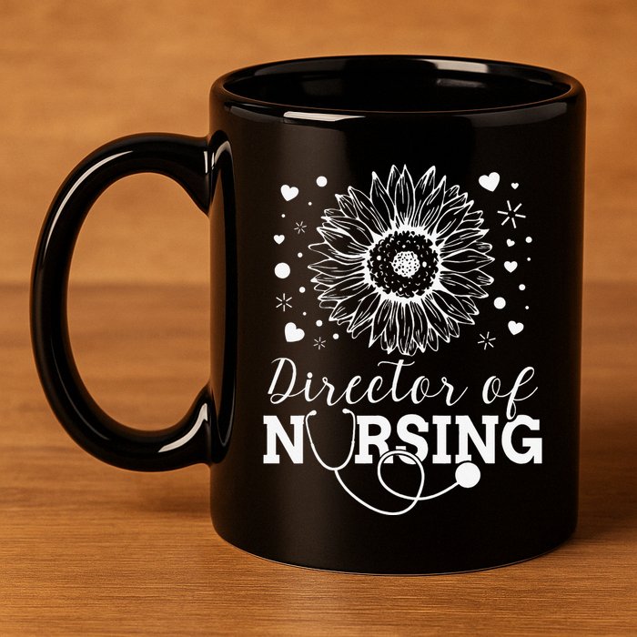 Director of Nursing Sunflower Stethoscope 11oz C Handle Ceramic Mug