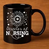 Director of Nursing Sunflower Stethoscope 11oz C Handle Ceramic Mug