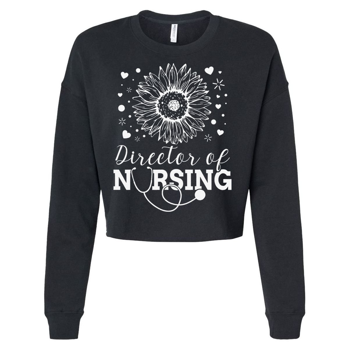 Director of Nursing Sunflower Stethoscope Cropped Pullover Crew