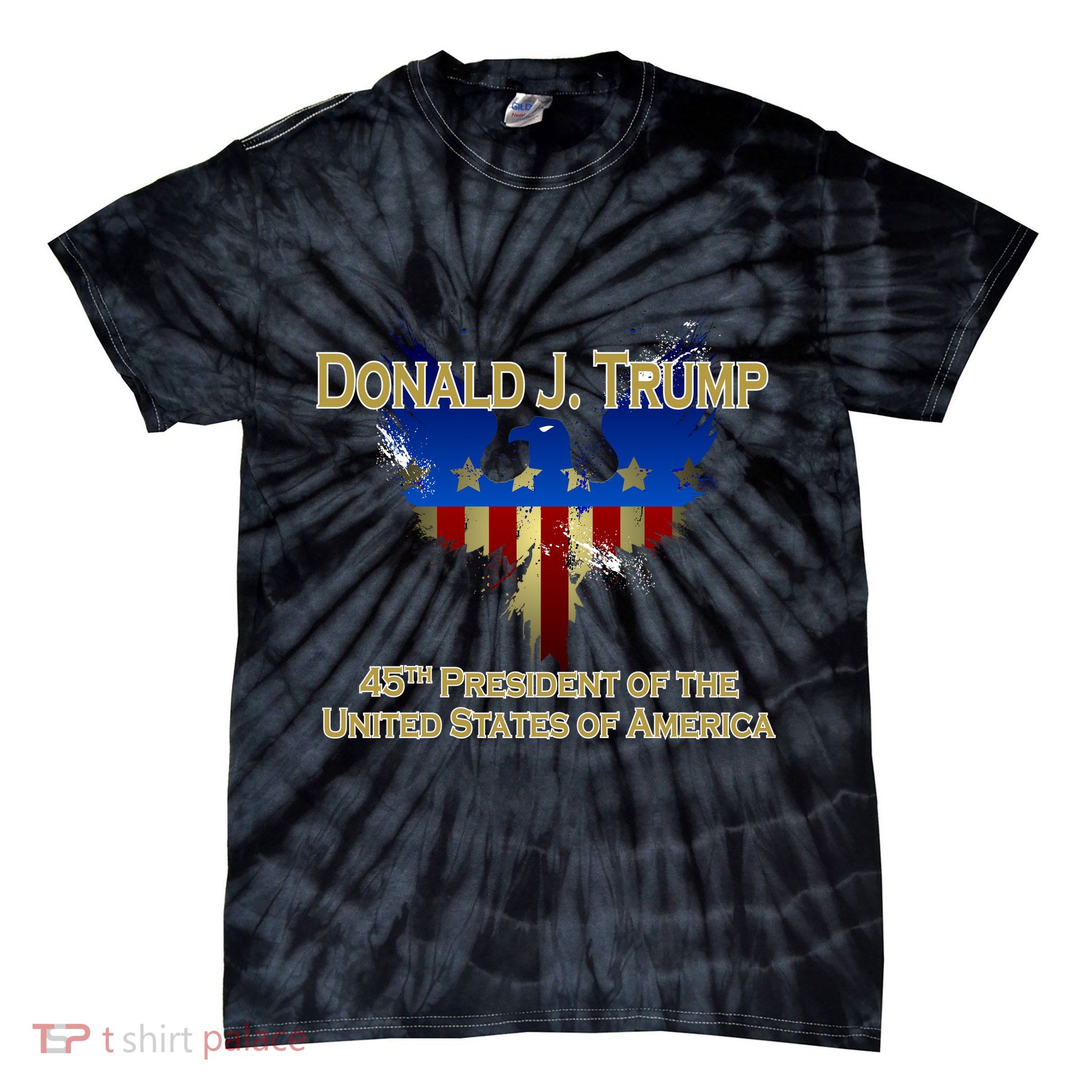 Donald J. Trump 45th President of the USA Eagle Splatter Tie-Dye T-Shirt