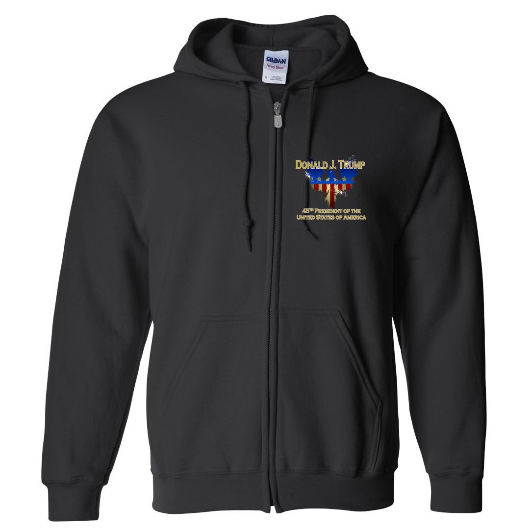 Donald J. Trump 45th President of the USA Eagle Splatter Full Zip Hoodie