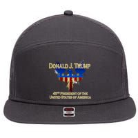 Donald J. Trump 45th President of the USA Eagle Splatter 7 Panel Mesh Trucker Snapback Hat
