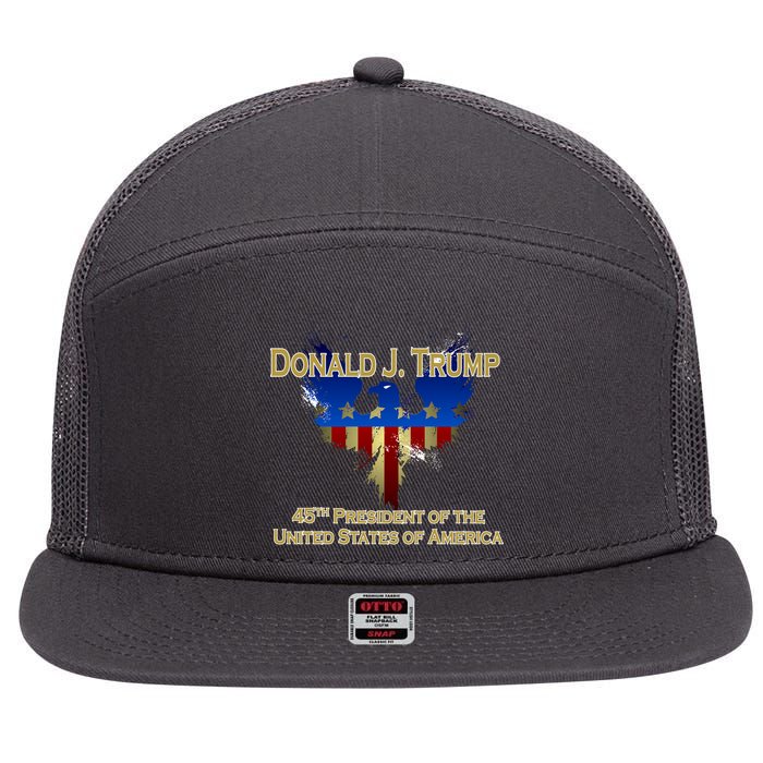 Donald J. Trump 45th President of the USA Eagle Splatter 7 Panel Mesh Trucker Snapback Hat