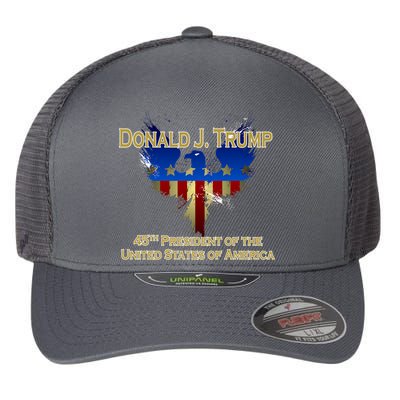 Donald J. Trump 45th President of the USA Eagle Splatter Flexfit Unipanel Trucker Cap