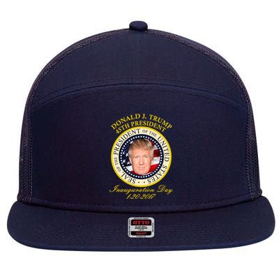 Donald J. Trump Presidential Seal Inauguration 7 Panel Mesh Trucker Snapback Hat