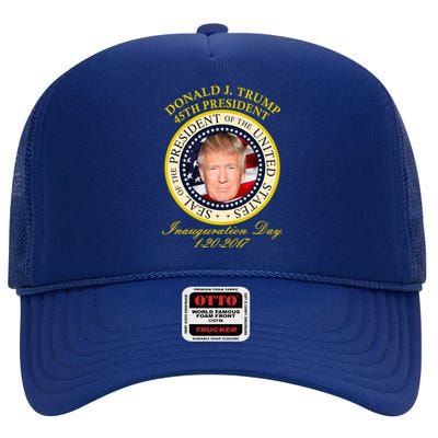 Donald J. Trump Presidential Seal Inauguration High Crown Mesh Back Trucker Hat