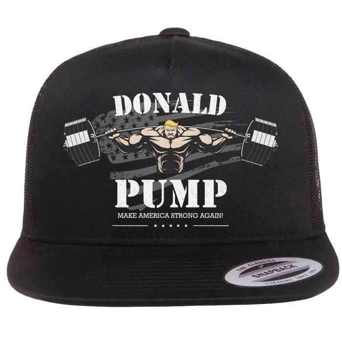  Donald Pump Make America Strong Again Flat Bill Trucker Hat