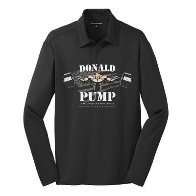  Donald Pump Make America Strong Again Silk Touch Performance Long Sleeve Polo