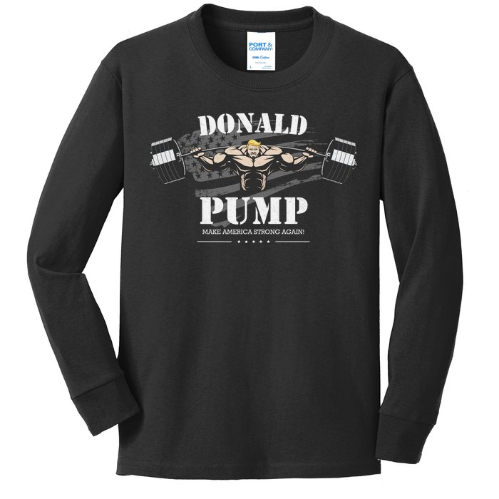  Donald Pump Make America Strong Again Kids Long Sleeve Shirt