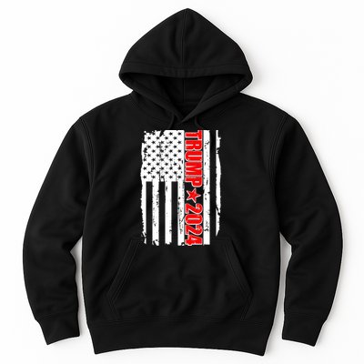 Donald Trump 2024 Distressed US Flag Hoodie