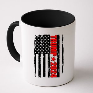 Donald Trump 2024 Distressed US Flag Coffee Mug