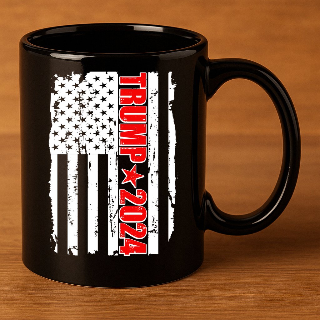 Donald Trump 2024 Distressed US Flag 11oz C Handle Ceramic Mug