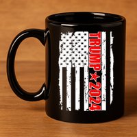 Donald Trump 2024 Distressed US Flag 11oz C Handle Ceramic Mug