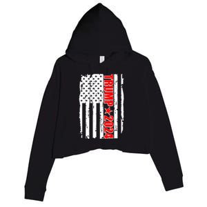 Donald Trump 2024 Distressed US Flag Crop Fleece Hoodie