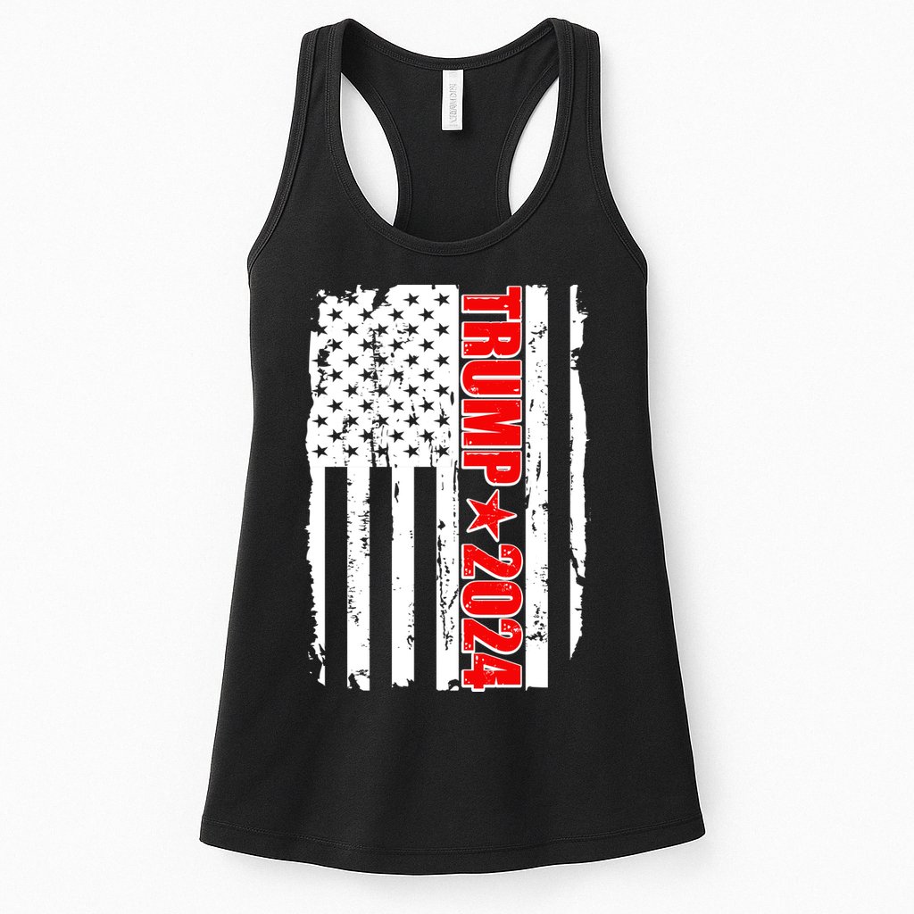Donald Trump 2024 Distressed US Flag Womens Tank Top