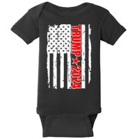 Donald Trump 2024 Distressed US Flag Baby Bodysuit