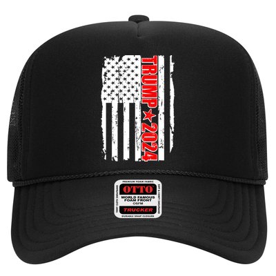 Donald Trump 2024 Distressed US Flag Trucker Hat