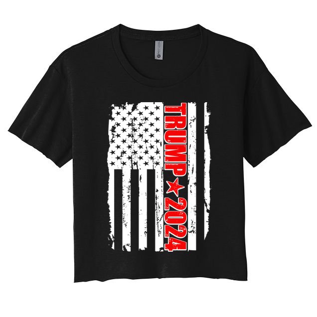 Donald Trump 2024 Distressed US Flag Crop Top