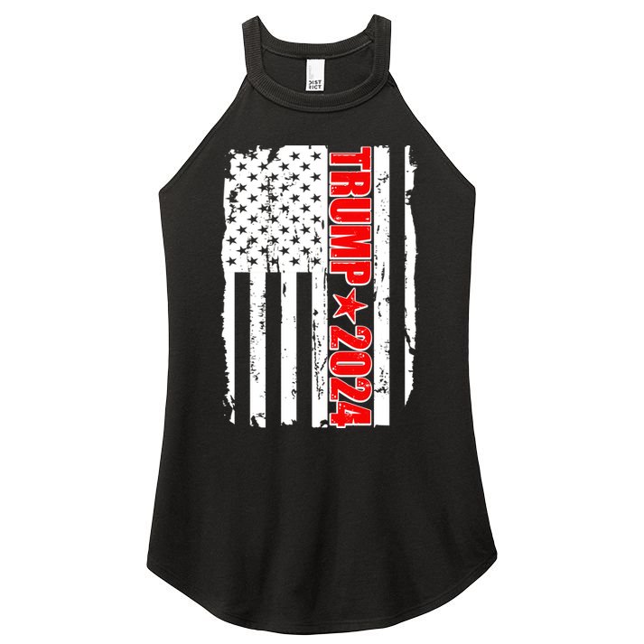Donald Trump 2024 Distressed US Flag Women's Perfect Tri Rocker Tank