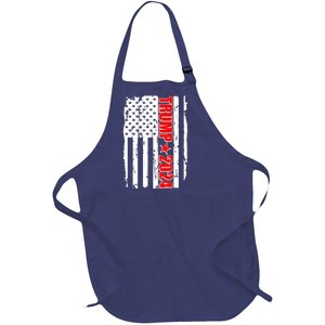 Donald Trump 2024 Distressed US Flag Full-Length Apron With Pockets