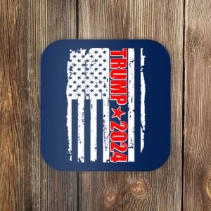 Donald Trump 2024 Distressed US Flag Coaster