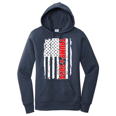 Donald Trump 2024 Distressed US Flag Women's Pullover Hoodie