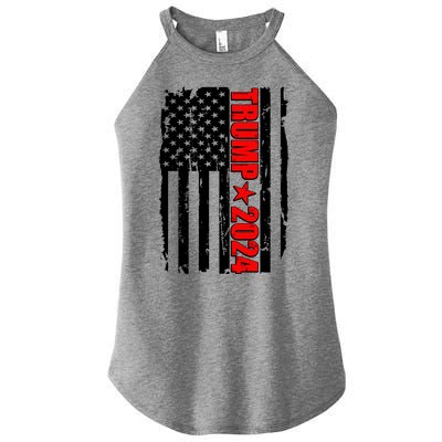 Donald Trump 2024 Distressed US Flag Women's Perfect Tri Rocker Tank