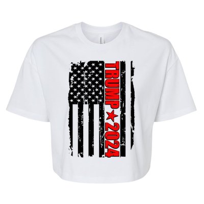 Donald Trump 2024 Distressed US Flag Bella+Canvas Jersey Crop Tee