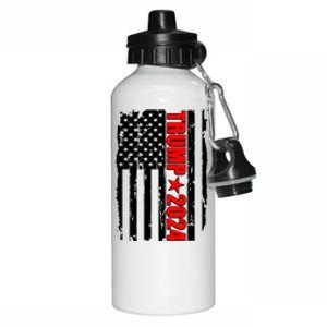 Donald Trump 2024 Distressed US Flag Aluminum Water Bottle