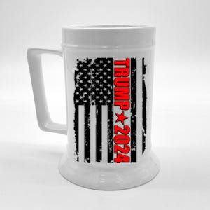 Donald Trump 2024 Distressed US Flag Beer Stein