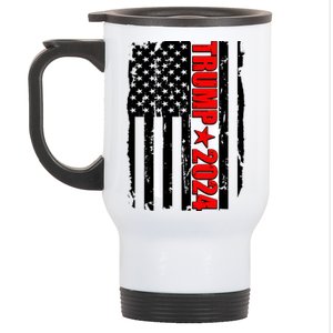 Donald Trump 2024 Distressed US Flag Stainless Steel Travel Mug