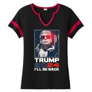 Donald Trump 2024 I'll Be Back Ladies Halftime Notch Neck Tee