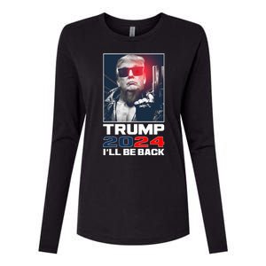 Donald Trump 2024 I'll Be Back Womens Cotton Relaxed Long Sleeve T-Shirt