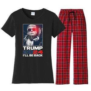 Donald Trump 2024 I'll Be Back Women's Flannel Pajama Set