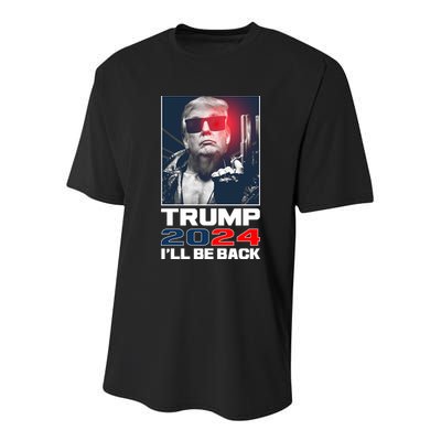Donald Trump 2024 I'll Be Back Youth Performance Sprint T-Shirt