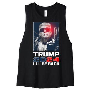 Donald Trump 2024 I'll Be Back Women's Racerback Cropped Tank