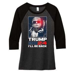 Donald Trump 2024 I'll Be Back Women's Tri-Blend 3/4-Sleeve Raglan Shirt